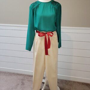 Classy Vintage Wool Cream Colored Pants-Size 10